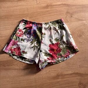 Floral shorts.